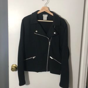 Disney Parks Black Sweatshirt Material Moto Jacket